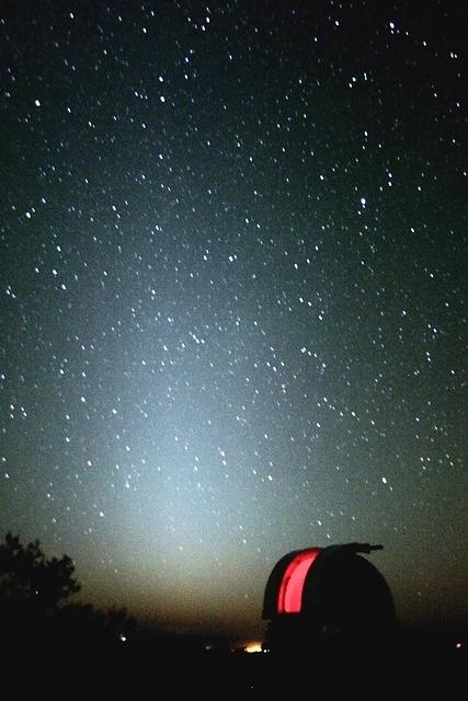 The Zodiacal light seen above the eastern horizon nearly two hours before sunrise