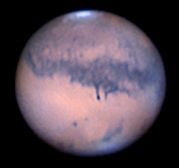 Mars with south polar ice cap at top