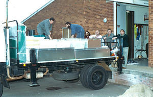 Loading equipment for site testing of Freeling Heights (1995?)