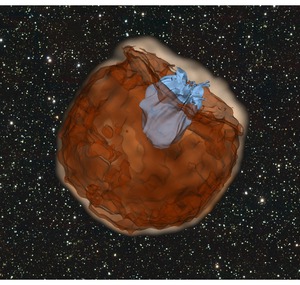 Simulation of expanding debris from a supernova explosion