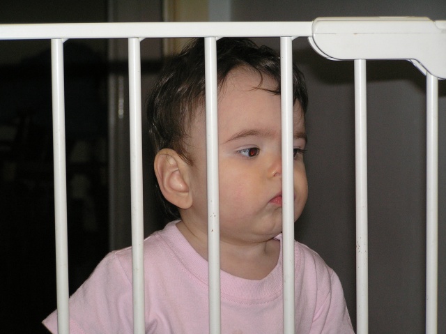 Zoe being kept at bay while Margaret gets ready