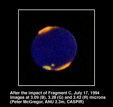 3.09, 3.28, 3.42 micron image after fragment C impact