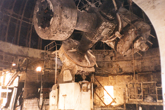 Melted remains of Cassegrain spectrograph are on the remains of the observing carriage