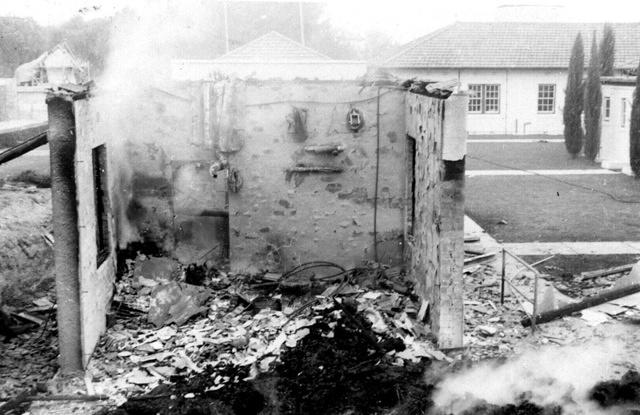 Smouldering ruins
