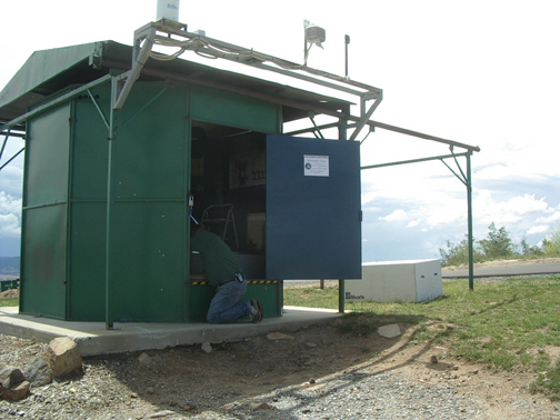 The TARDIS, a roll-off roof shed at Stromlo formerly used to house the automatic weather station for the 50" telescope