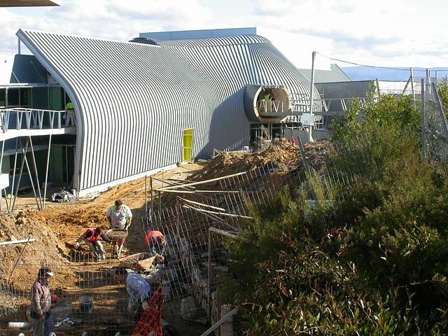 The rock walls and lanscaping are underway