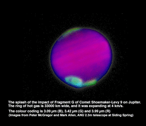 3.09, 3.42, 3.99 micron image after fragment G impact